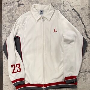 Jordan Men's White Jacket with Red and Gray Accents